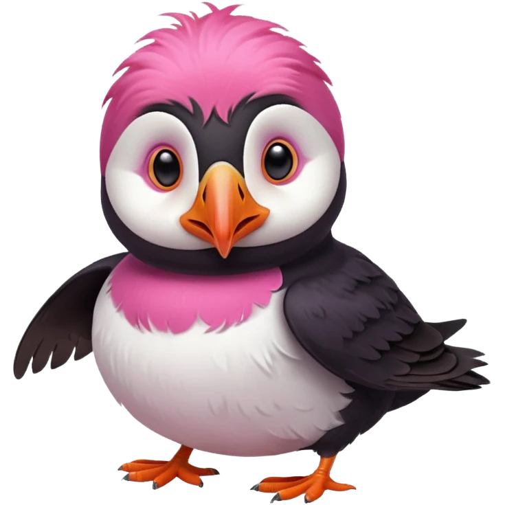 pink puffin blowing emoji