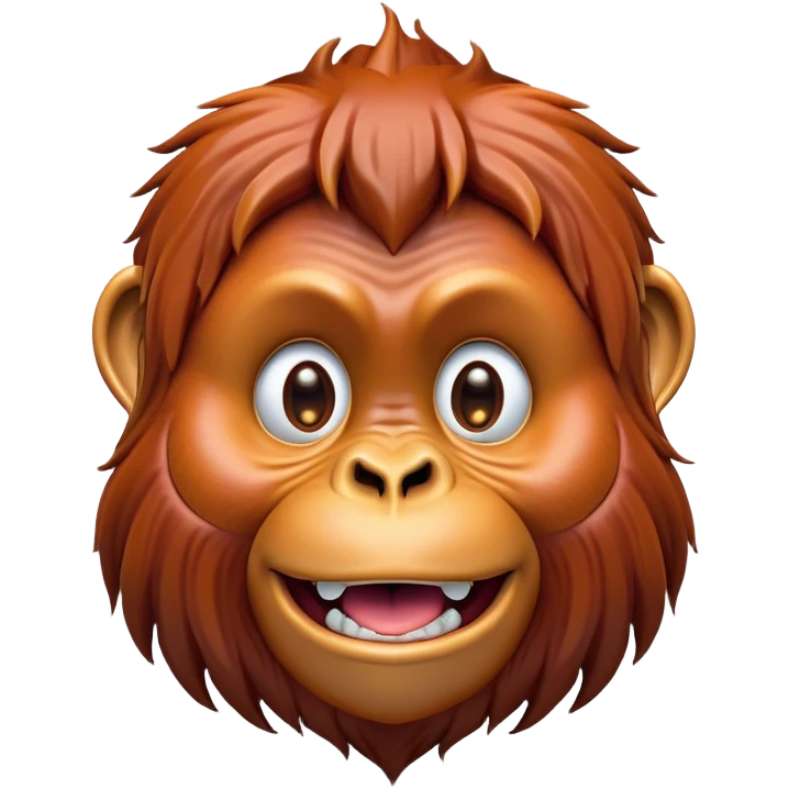 Cinematic Comical Orangutan Portrait Emoji, Head tilted dramatically with an exaggeratedly shocked expression, featuring a robust, animated face with wide, comically expressive eyes full of humorous disbelief, Simplified yet hilariously expressive features, highly detailed, glowing with a slightly sassy glow, high shine, dramatic yet playful, stylized with an air of quirky jungle attitude, soft glowing outline, capturing the essence of a meme-worthy orangutan that looks ready to side-eye its way into viral fame! emoji