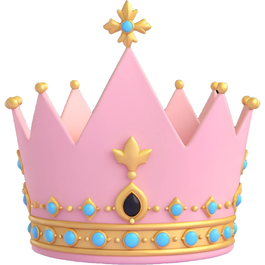 royal crown with pastel pink velvet and gold details emoji