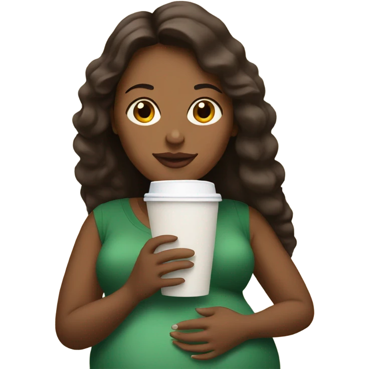 Pregnant woman drinking Starbucks  emoji