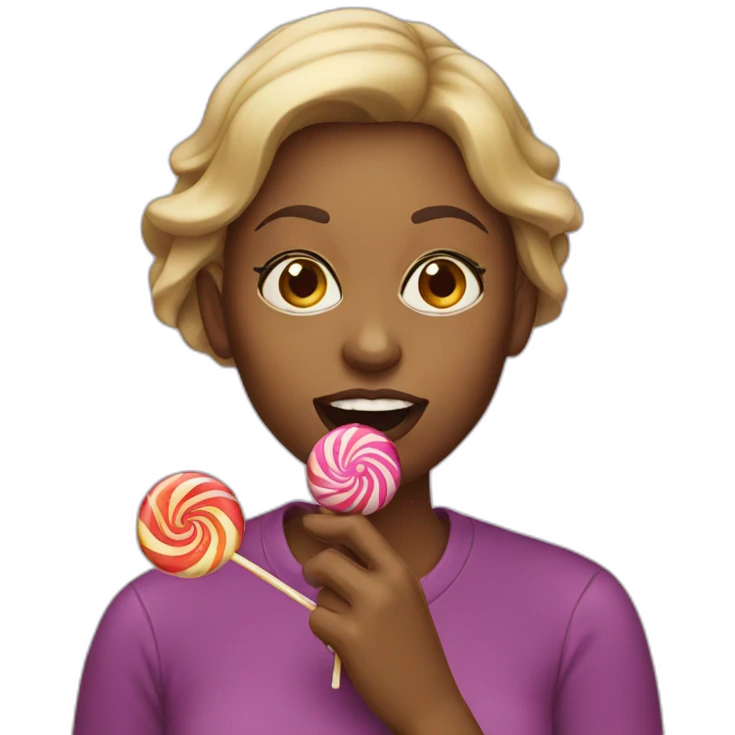 Woman eating lollipop emoji