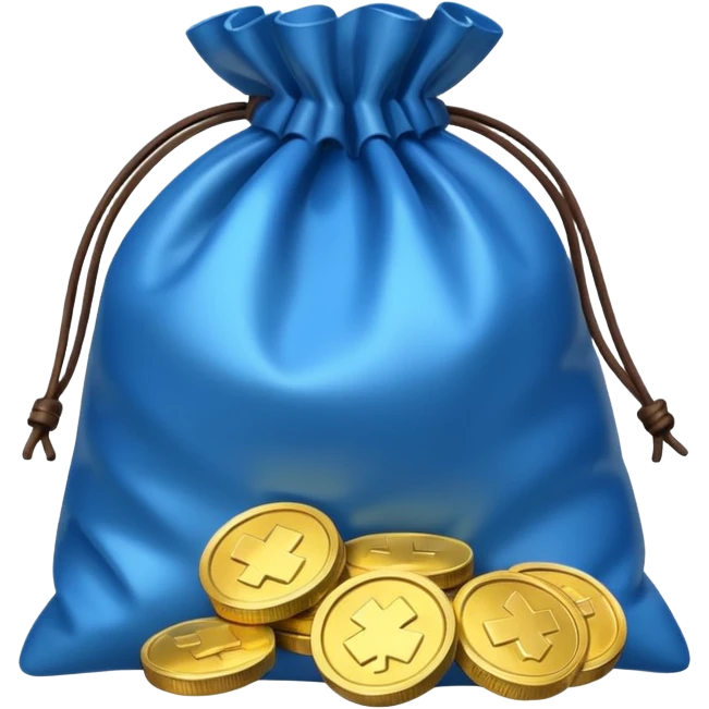 blue coins bag emoji
