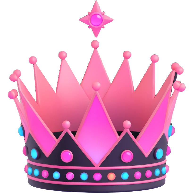futuristic tech crown with glowing pastel pink elements emoji