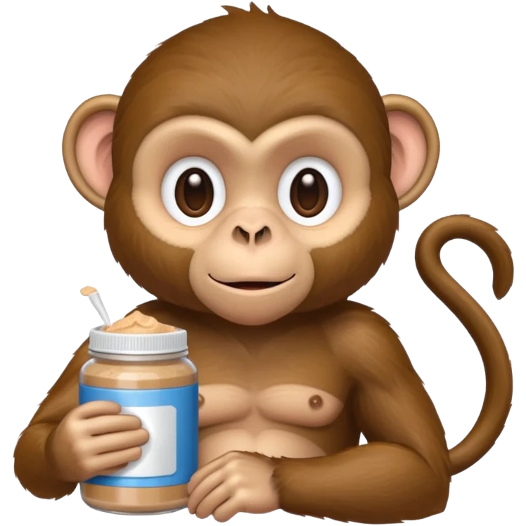Un chango con un bote de proteína  emoji