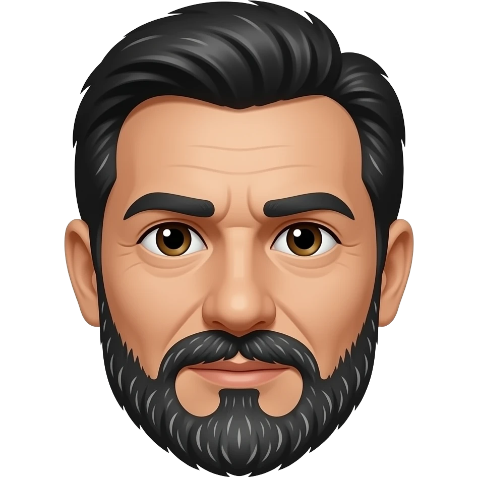 60 year old man with black and little strips of white hair and black and little strips of white hair in the mustache and a goatee with black and little strips of white hair emoji