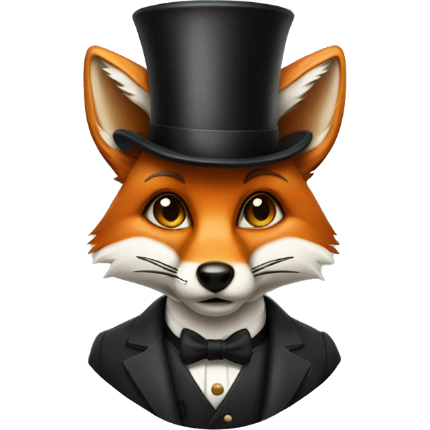 fox face with cylinder hat wearing a monocle emoji