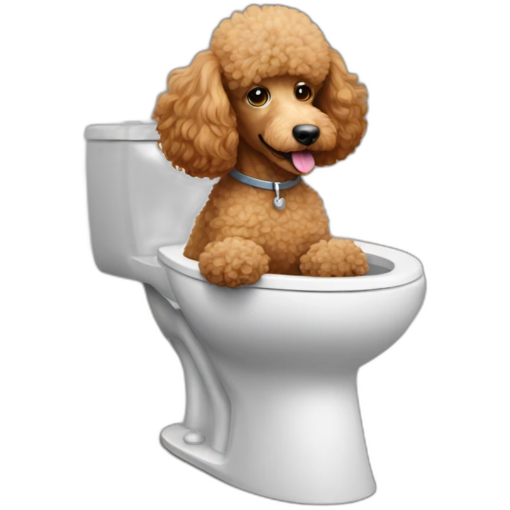 Light brown poodle in a toilet emoji