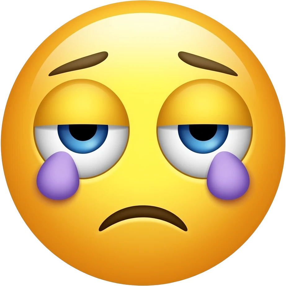 Yellow circle looking tired having purple eye bags under eyes emoji