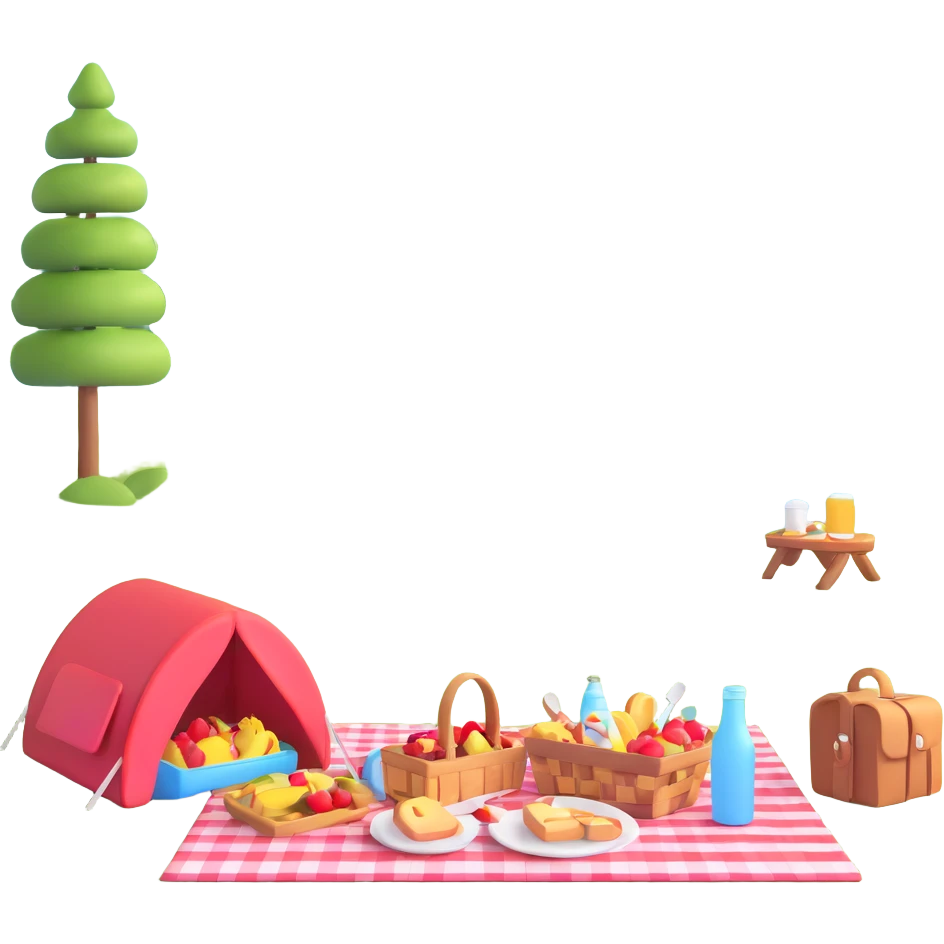 picnic by a peaceful lake emoji