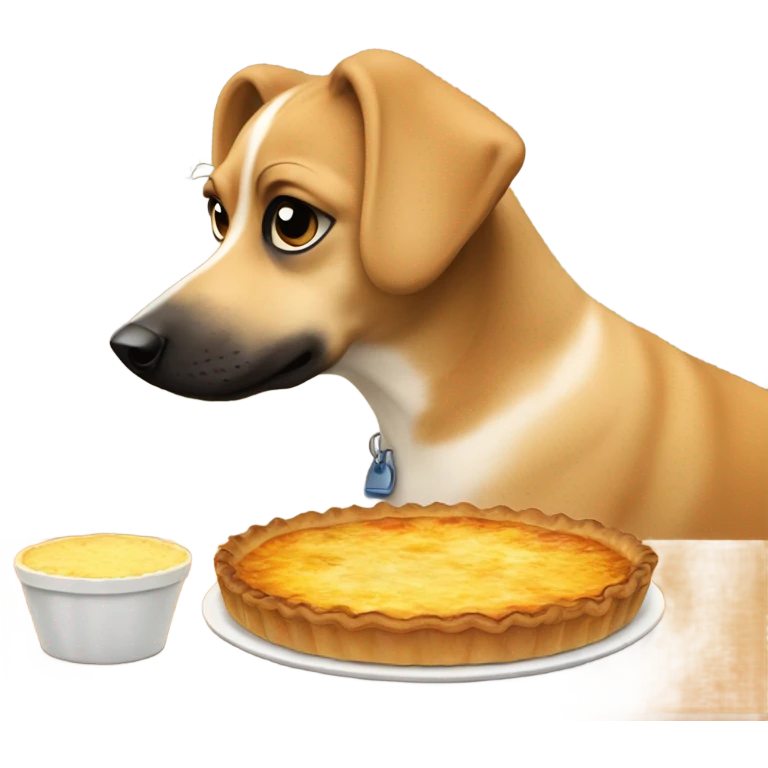 Dog with a quiche emoji