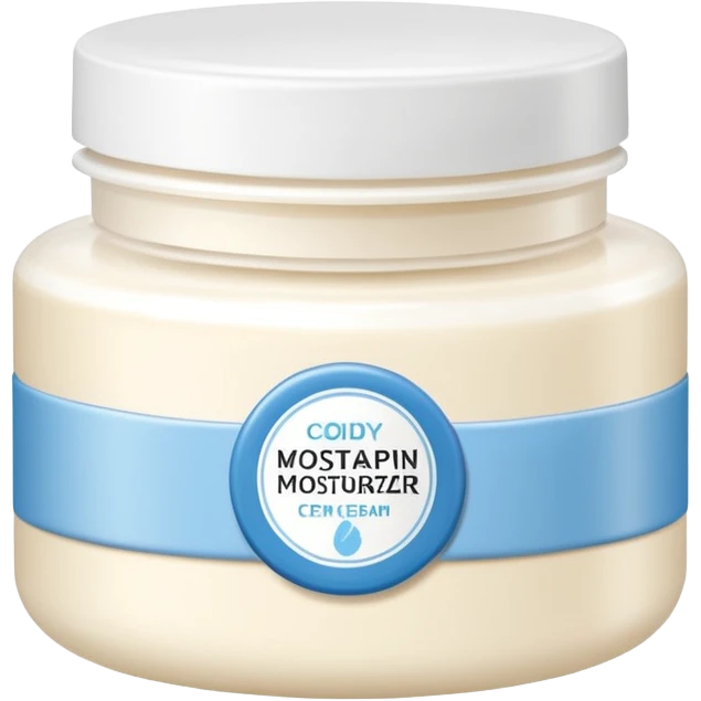 body moisturizer cream pot with label emoji