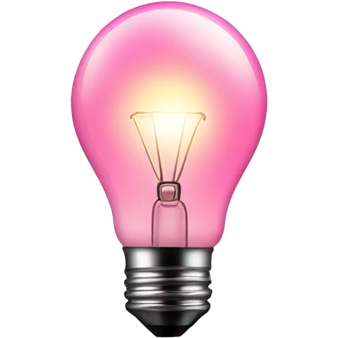 A completely pink light bulb, glowing softly with a warm, pink hue emoji