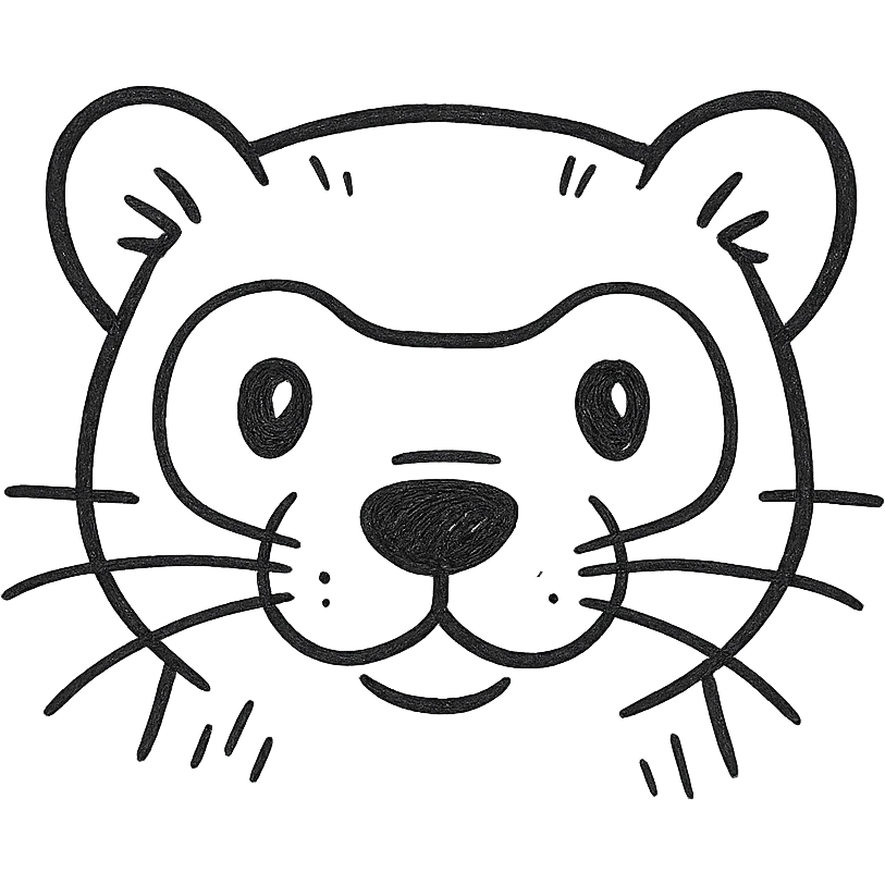 hand drawn outlined ferret head icon emoji