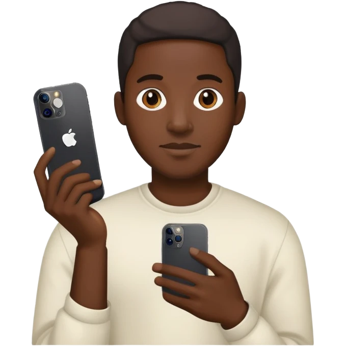 Black man holding iPhone 14 Pro emoji