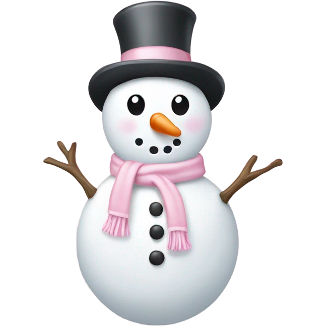 Cute white and light pink snowman emoji