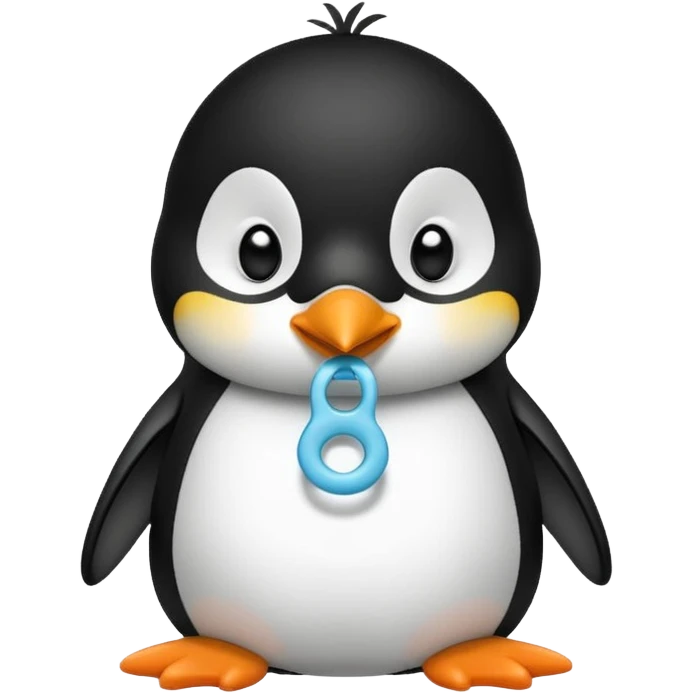 penguin with a diaper and pacifier emoji