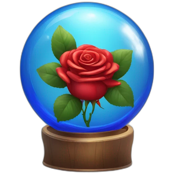 Red rose in a blue shiny glass sphere  emoji