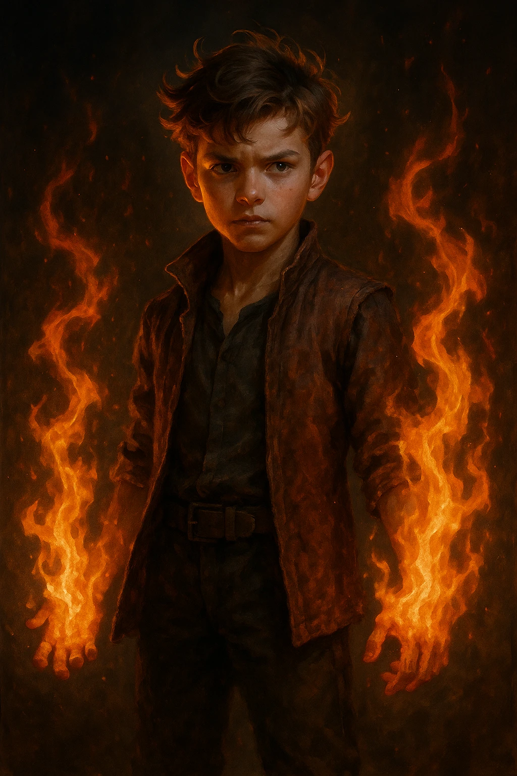 a boy with fire emoji