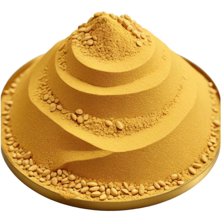 small mound or light scatter of fine golden-beige powder with slightly crystalline texture and dry matte finish, tiny uniform grains, neutral dissolvable ingredient, no spoon or packaging, soft lighting, subtle shadows, emoji scale emoji
