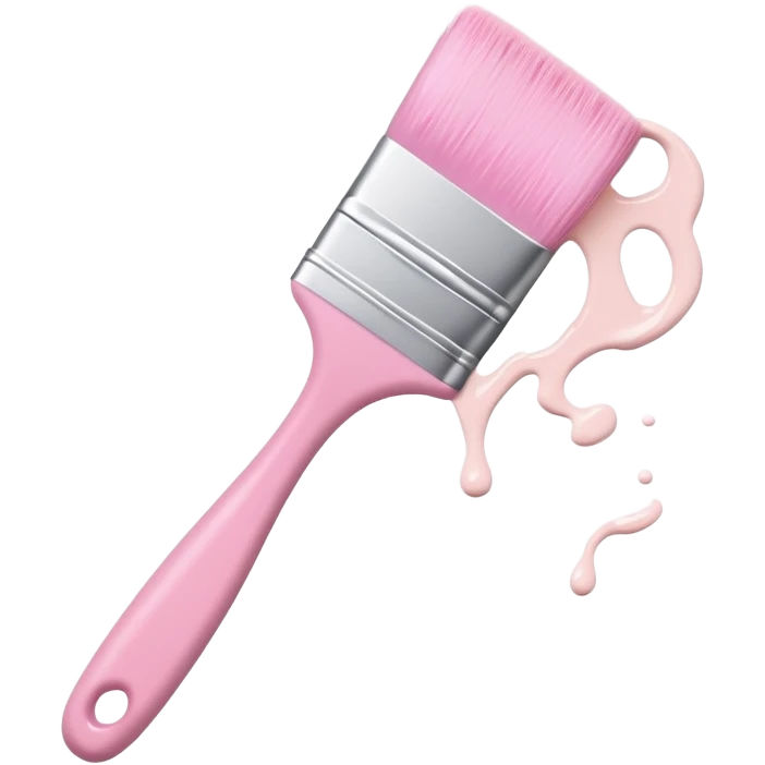 Baby Pink painter brush dipped in white paint  emoji