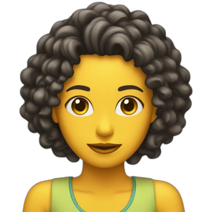 chica pelo largo rizado emoji