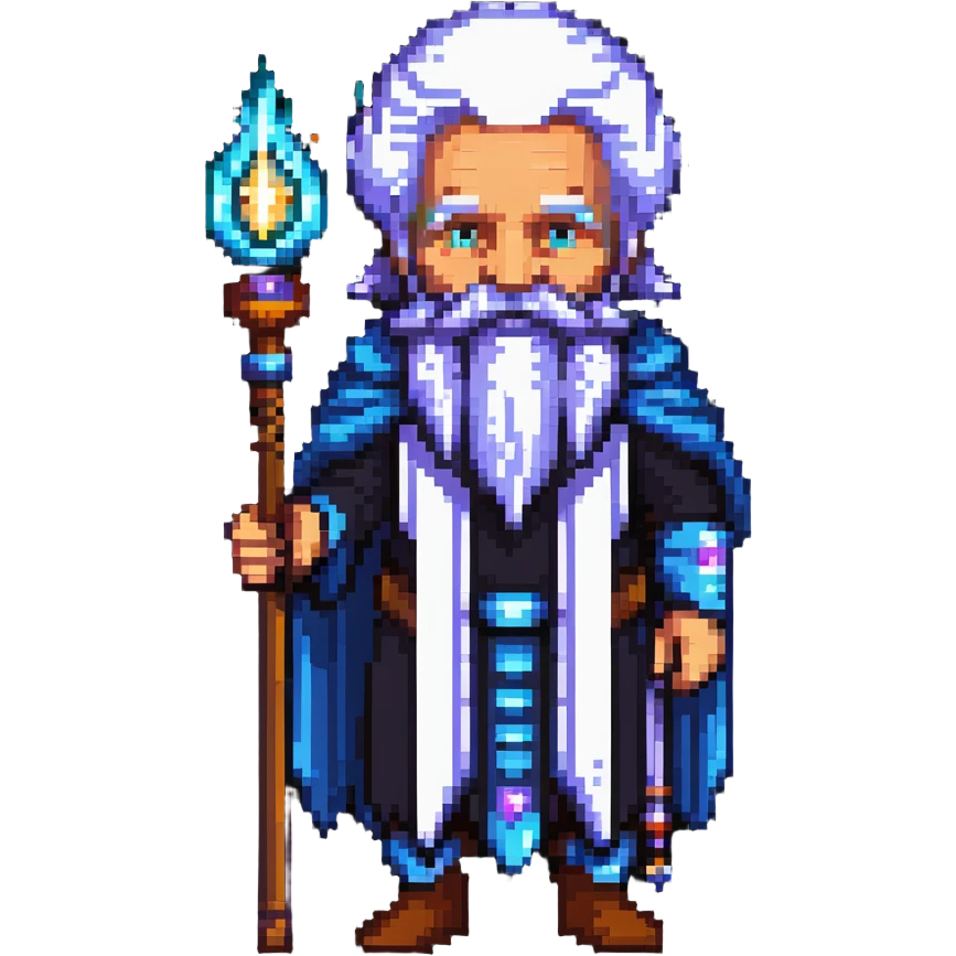 wise elder with galaxy beard and cosmic staff emoji
