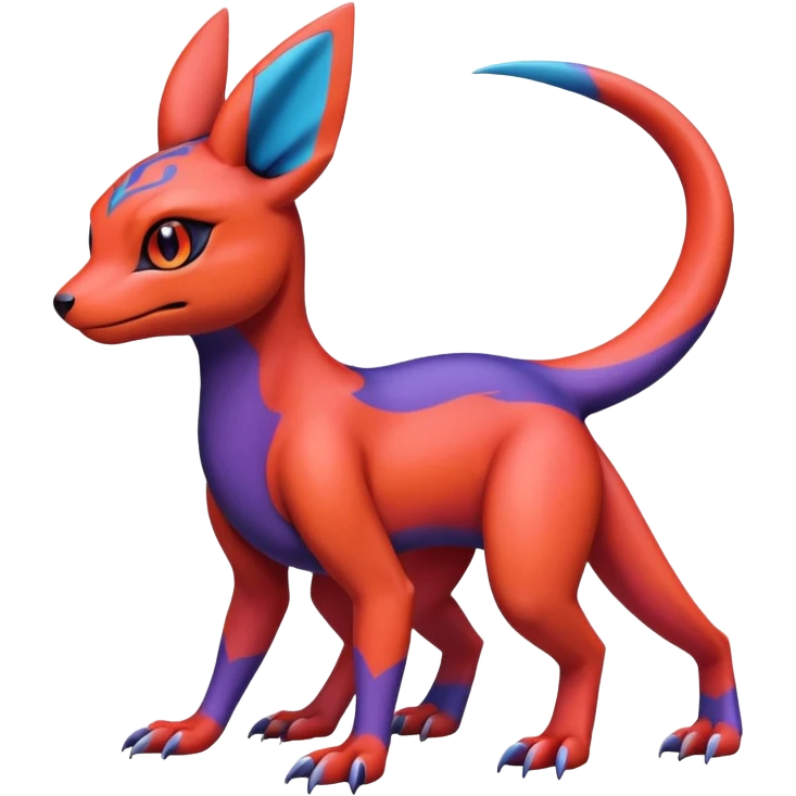 Cute Exotic Colorful Guilmon-Salandit-Umbreon-Fakémon-hybrid-creature (full body)  emoji
