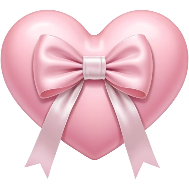 Pastel pink heart with white bow emoji