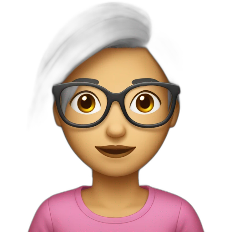 Fille 14 ans lunettes et cheveux châtains en couette emoji