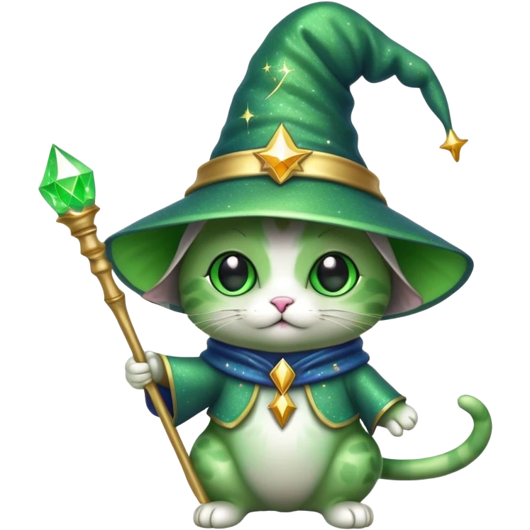 alien cat wizard with sparkles emoji