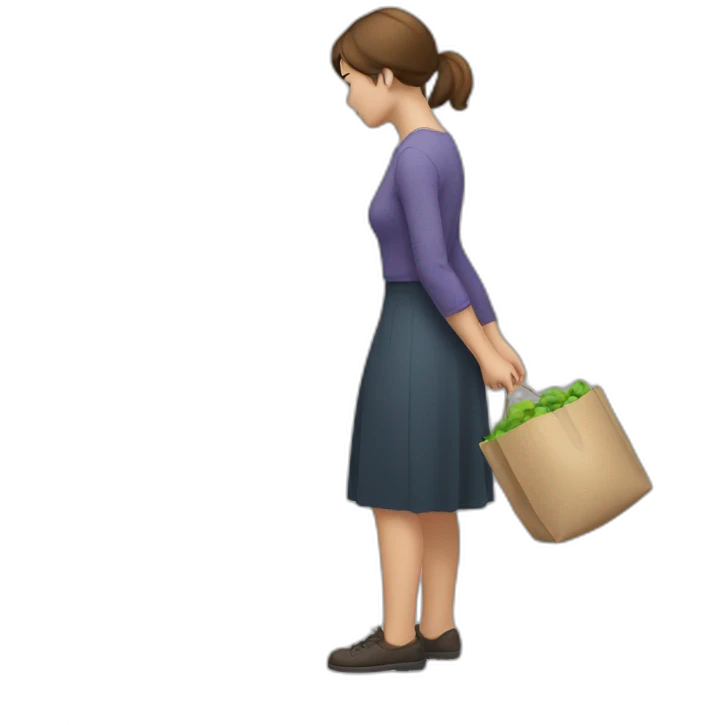 woman facing away picking something up off the ground emoji