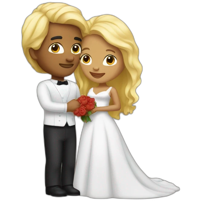marriage of an embraced mulatto woman and her blonde husband emoji