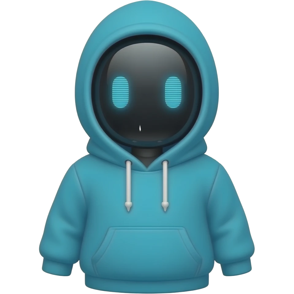 Robot in cyan hoodie - 48 by 48 px emoji