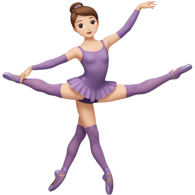 Ballet dancer in over the knee socks, leotard and brown hair emoji
