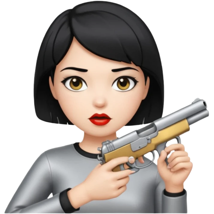 short hair girl gun in mouth emoji