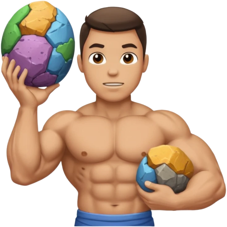 Atlas the greek god with a boulder and shirt With hole emoji