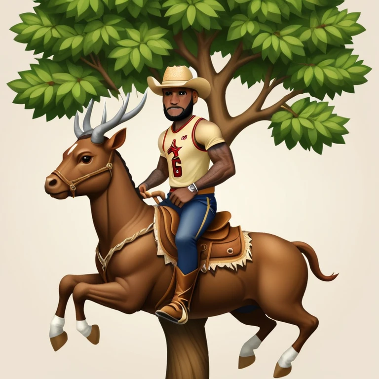 lebron riding a tree like a bull rider emoji