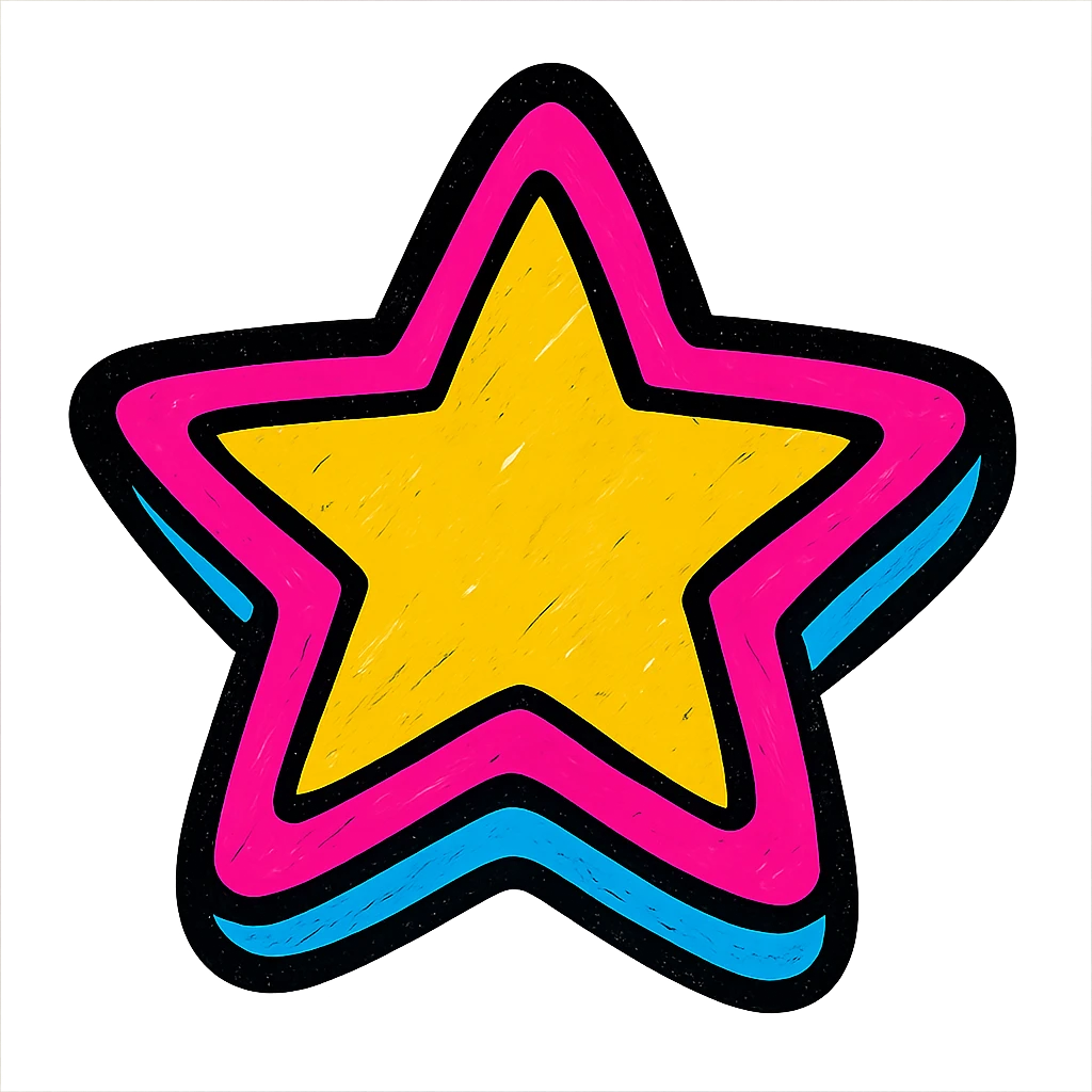 star icon with thick border, vibrant colors emoji