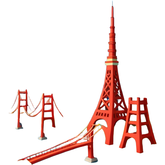 create a new city scape using Tokyo and San Francisco monuments  emoji