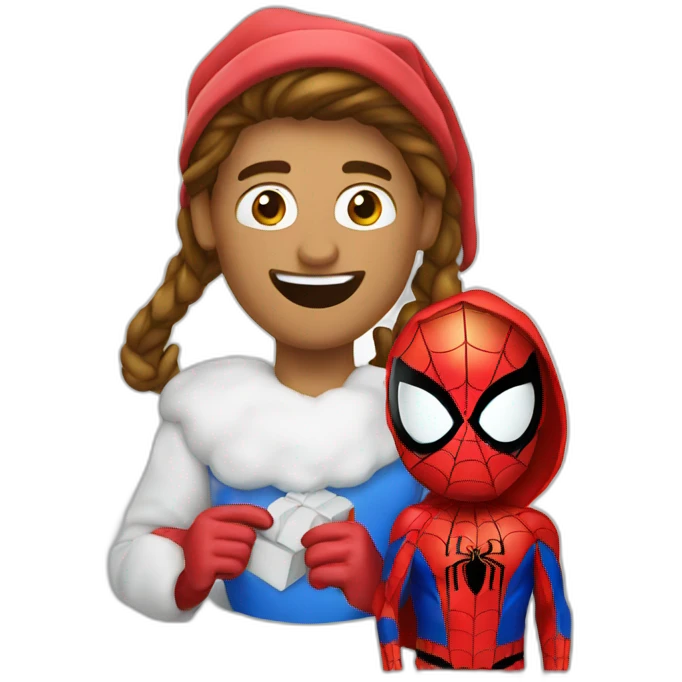 Spiderman with santa emoji