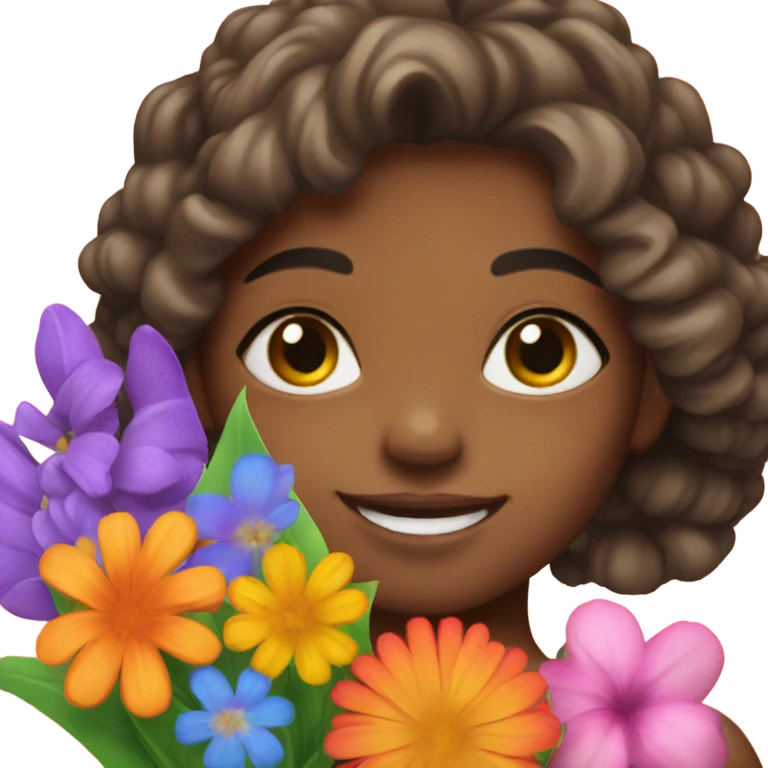 girl with a bouquet of flowers emoji