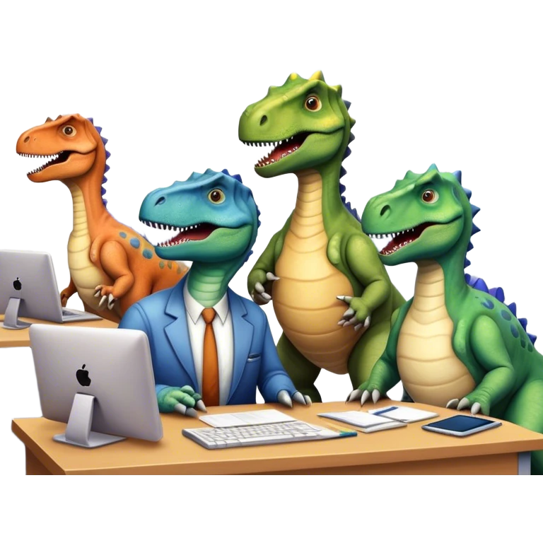 old dinosaurs working in an office emoji