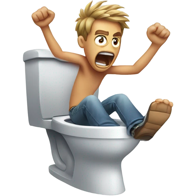 A man screaming skibidi while popping out of a toilet emoji