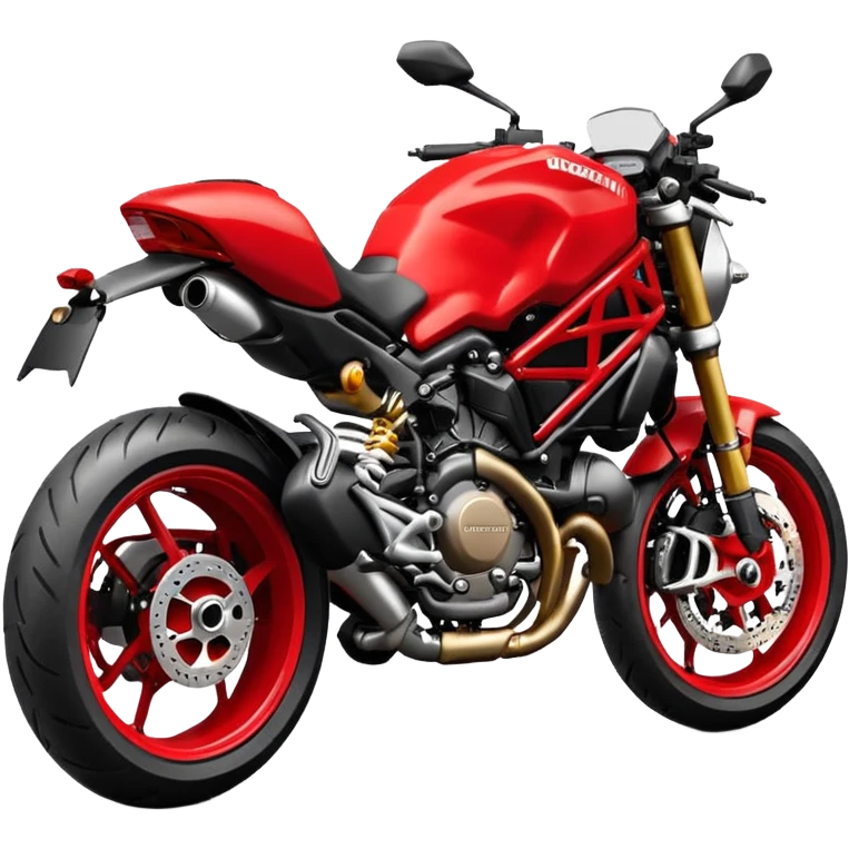 Ducati Monster motorcycle, side view, red body, sporty look, emoji style emoji