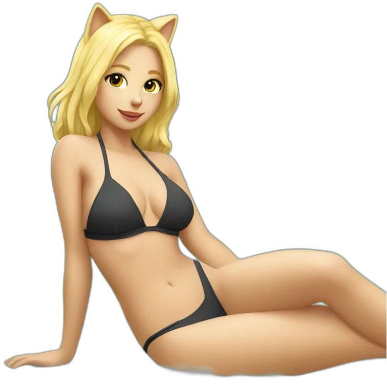 hot catgirl blonde swim suit emoji