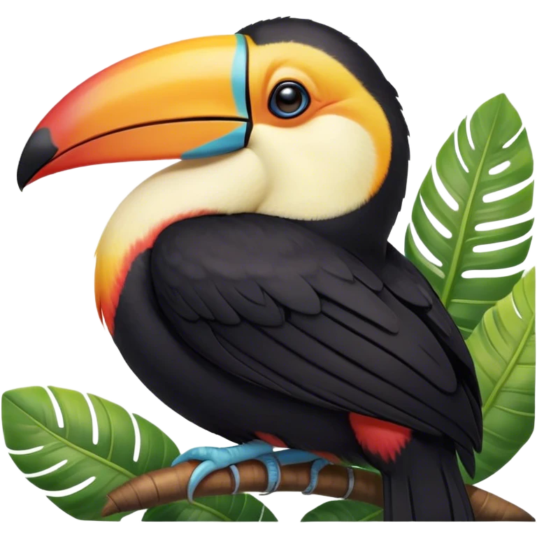 Meme-Worthy cute Sleeping Toucan Portrait Emoji, Head resting peacefully with a contented smile, showcasing a vibrantly colored beak and eyes gently closed in serene slumber, Simplified yet comically adorable features, highly detailed, glowing with a soft, drowsy tropical light, high shine, relaxed and utterly lovable, stylized with an air of playful laziness, bright and heartwarming, soft glowing outline, capturing the essence of a sleeping toucan that feels destined to become the next viral icon of adorable rest! emoji