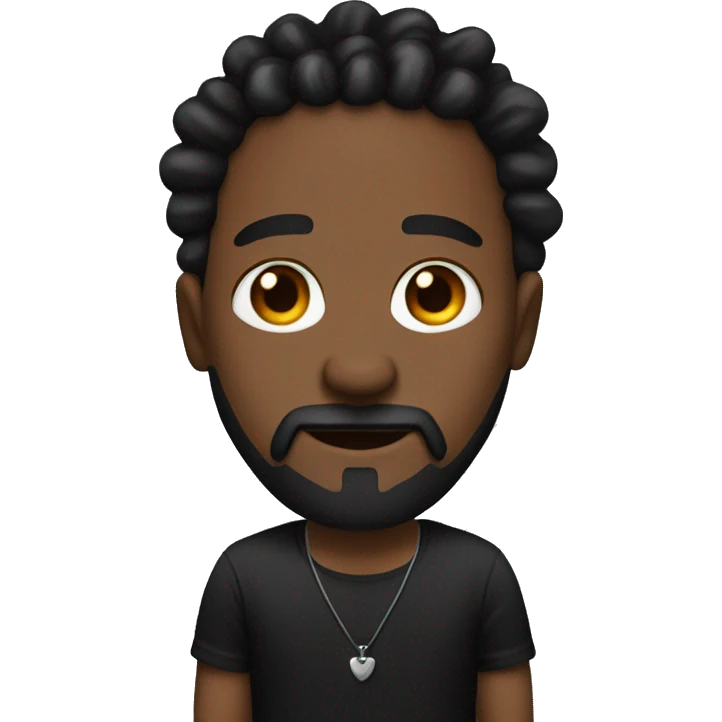 black man with black and red thick dreadlocks and a goatee and a mustache and a plain black shirt and a necklace  emoji