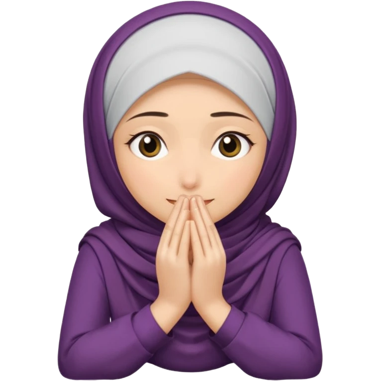 Hijabi girl sitting and hiding her face from her hands emoji