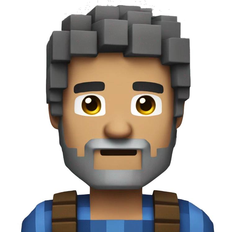 steve from minecaft emoji with beard like in the minecraft movie emoji