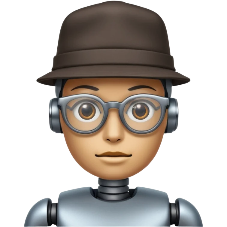 glasses robot with hat and tattoo emoji